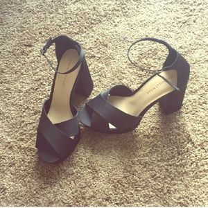 Never worn thick heel satin pumps